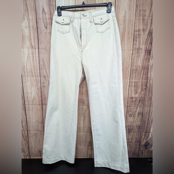 Re/Done 70’s pocket high rise wide leg jeans rinsed birch color NWOT - Picture 2 of 7